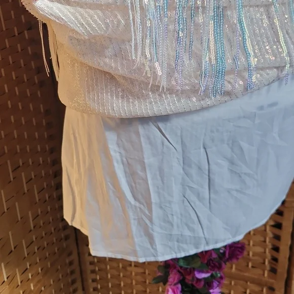 Elegant White Fringe Mini Dress - Picture 9 of 16